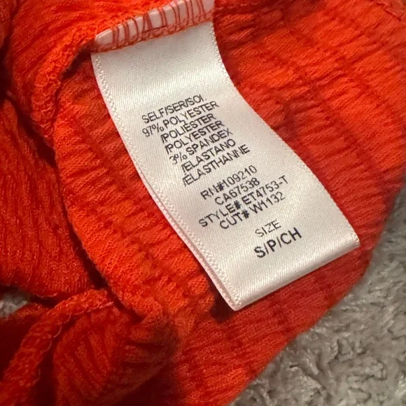 NWT! Windsor Red Orange Smocked Ring-Front Crop  Tank Top - Picture 5 of 7